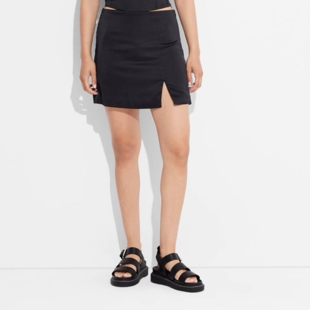 WILD FABLE Black Satin Skirt with Slit- Size XS